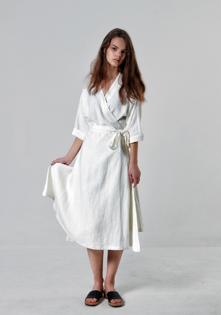 Flowy linen wrap dress Thalia 7