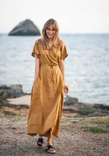 Maxi linen wrap dress Delilah