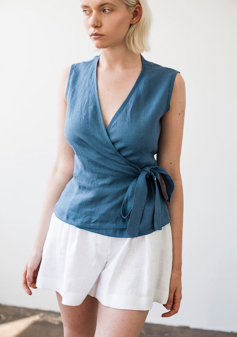 Summer Womens Button Up Sleeveless Linen Wrap Top Baggy Split Blouse Shirt Vest 
