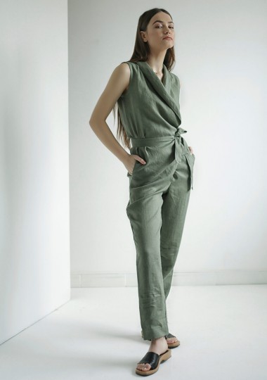 Linen wrap jumpsuit Giovanna