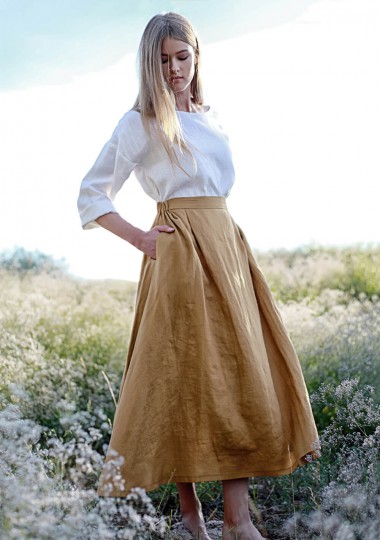 Linen skirt Florence in mustard