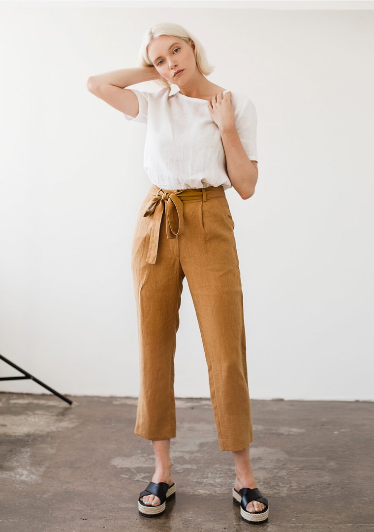 Linen pants with belt Dakota 9