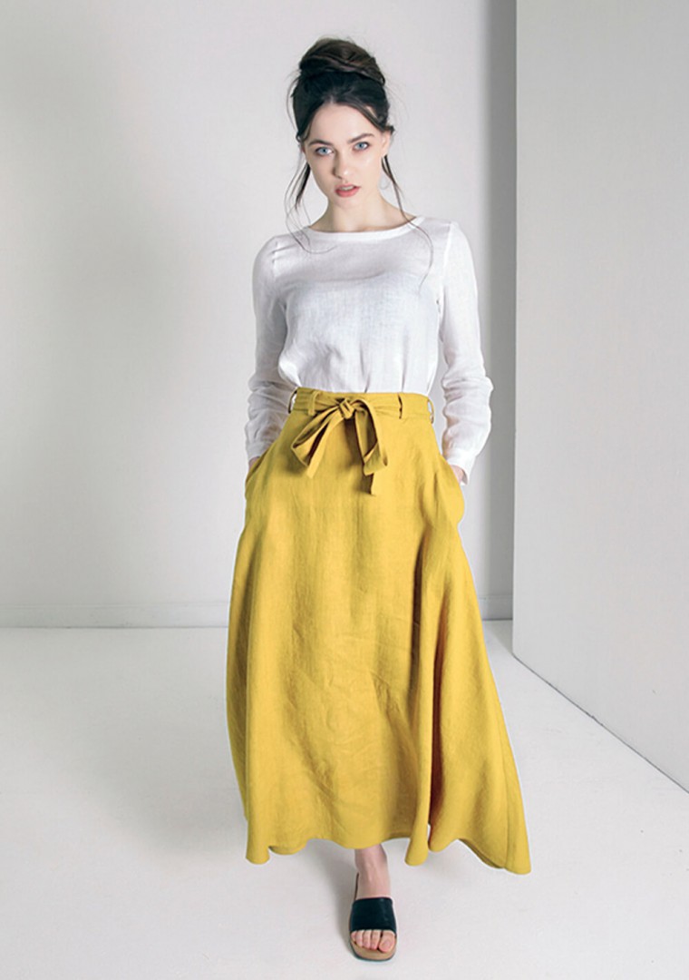 Linen maxi skirt with belt Alessia 6