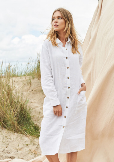Buy White Satin Linen Embroidered Love Birds Collared Neck Shirt Dress For  Women by MAYU KOTHARI Online at Aza Fashions.