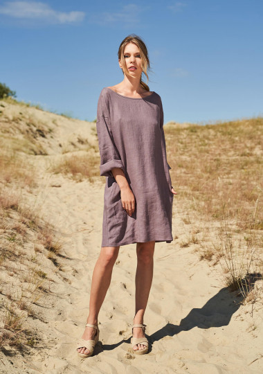 Linen tunic dress with long sleeves Sophie
