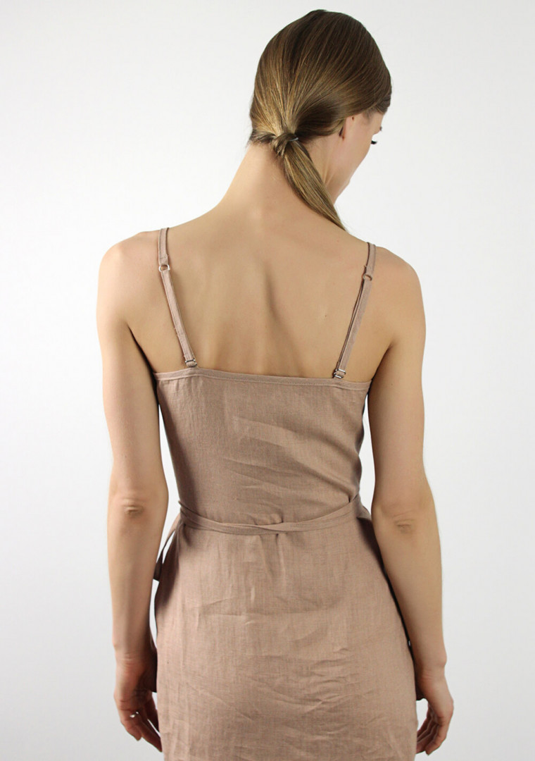 Linen wrap dress with spaghetti straps Eden 5