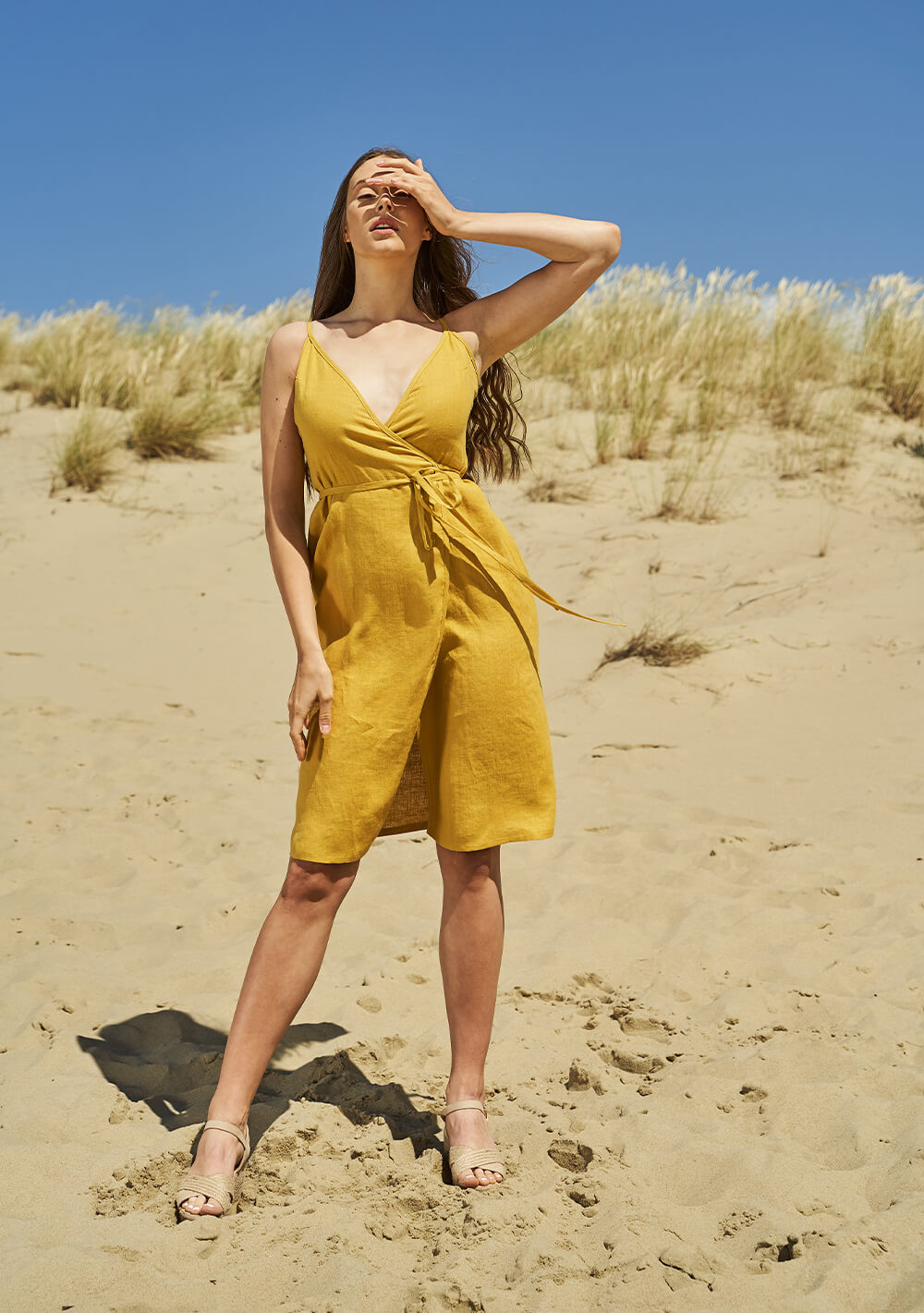 Linen wrap dress with spaghetti straps Eden