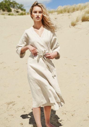 Flowy linen wrap dress Thalia