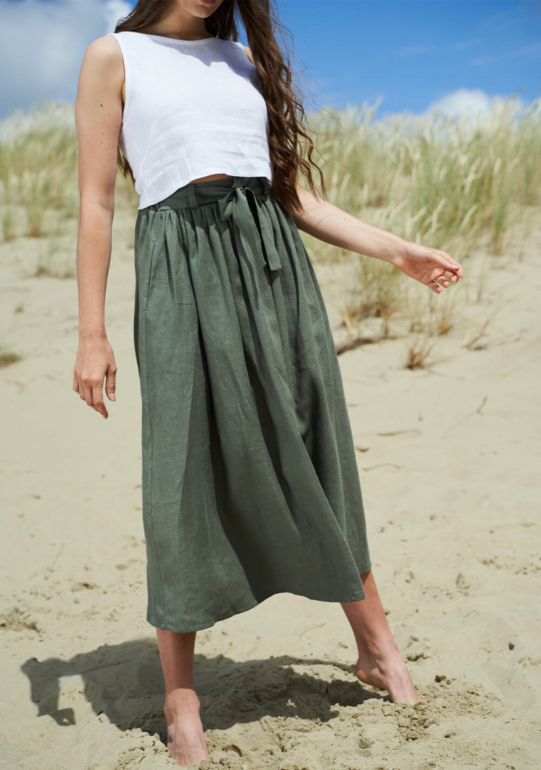 Linen skirt Sage maxi 2