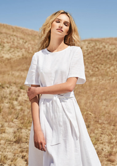 Short sleeve linen dress Paloma