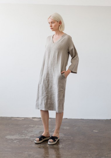 Linen Soft Tunic Dress, Womens Linen Sumer Clothing Drees Tunic, Fitt Linen  Dress in Boat Neck Elegant Italian Linen Womens Summer Clothings 