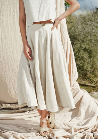 Womens Clothing Skirts Knee-length skirts Superdry Eden Linen Skirt in White 