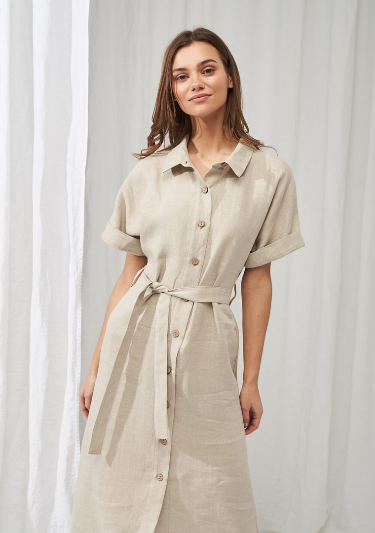 Linen short sleeve shirt dress Asuna 4