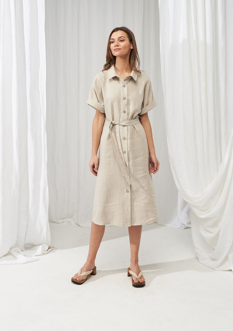 Linen short sleeve shirt dress Asuna 5
