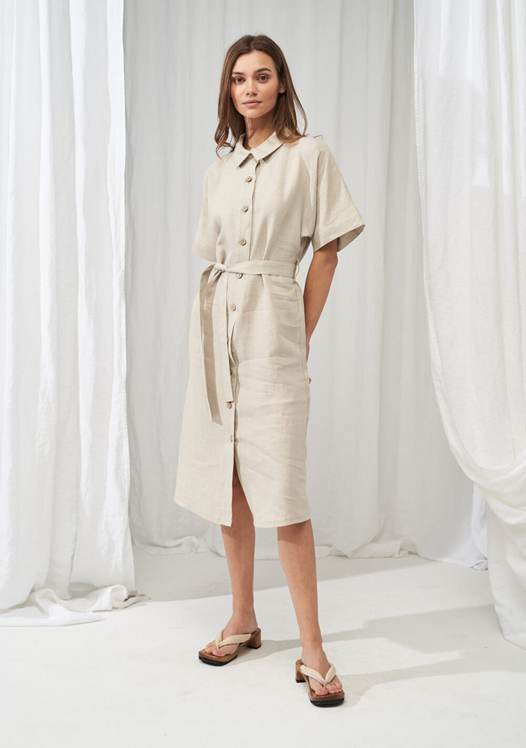 Linen short sleeve shirt dress Asuna 3