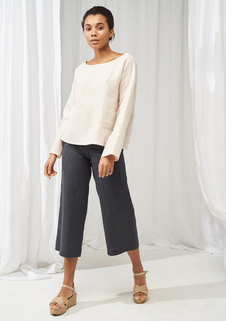 Linen boat neck top with long sleeves Bruno 1