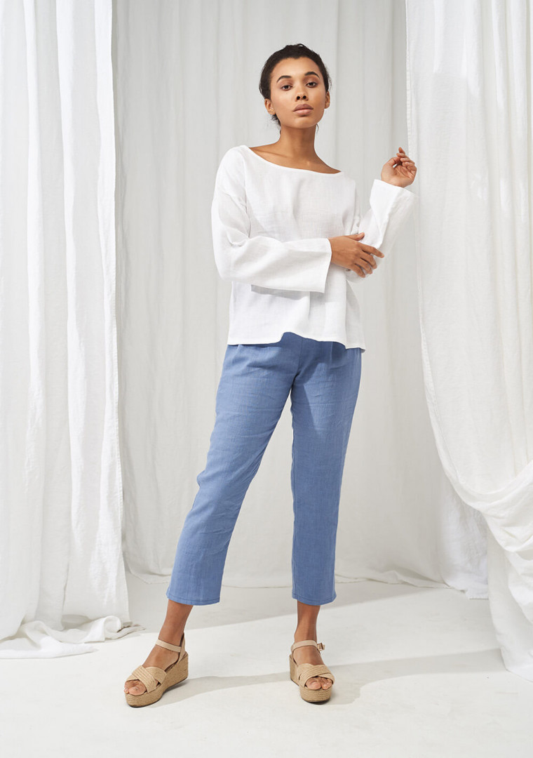 Linen boat neck top with long sleeves Bruno 5