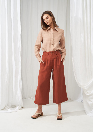 Wide leg linen pants