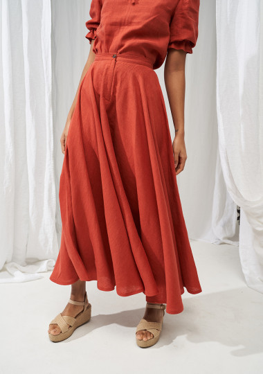 Linen circle skirt Wavy in maxi length