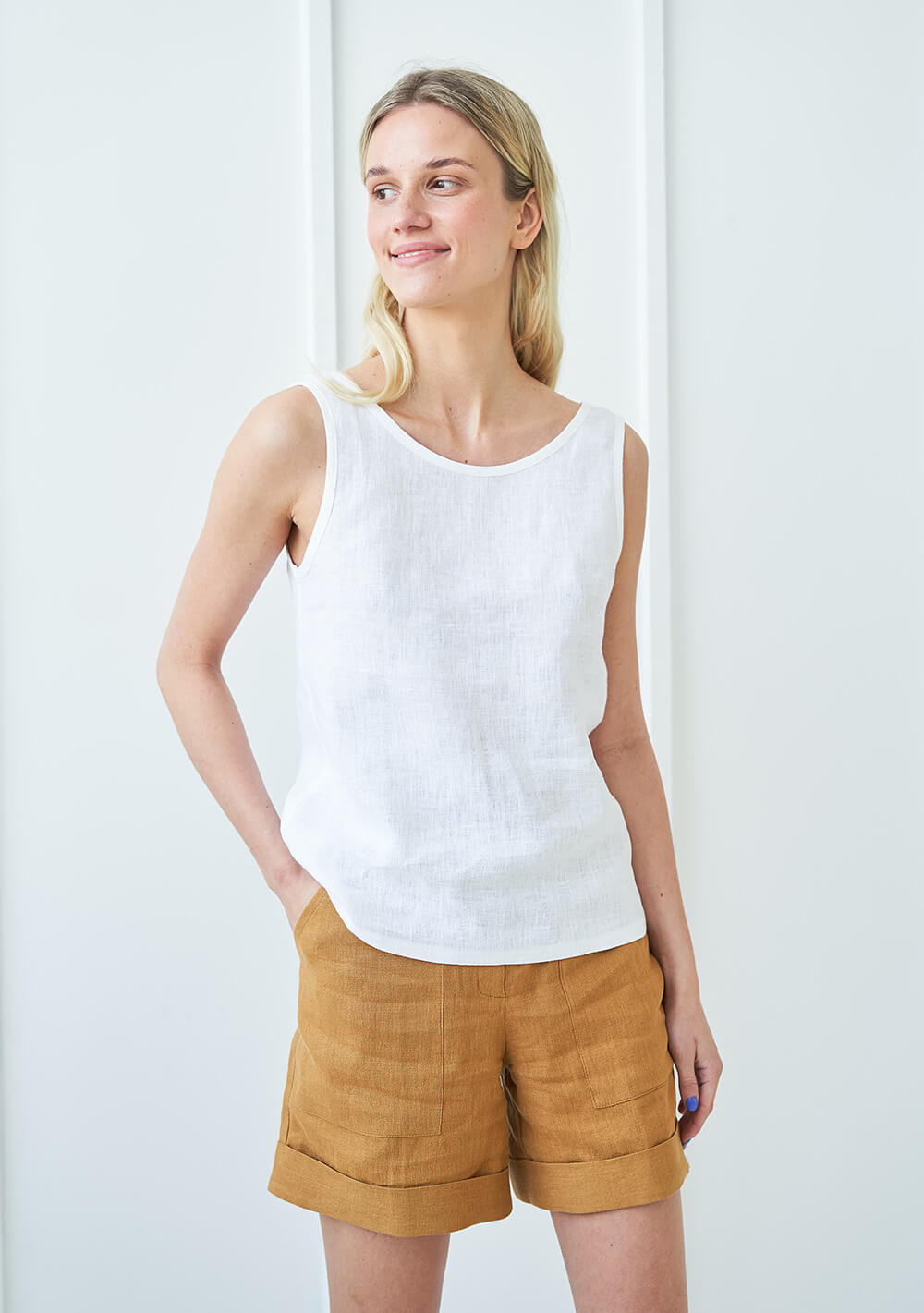 Open back linen top Leigh