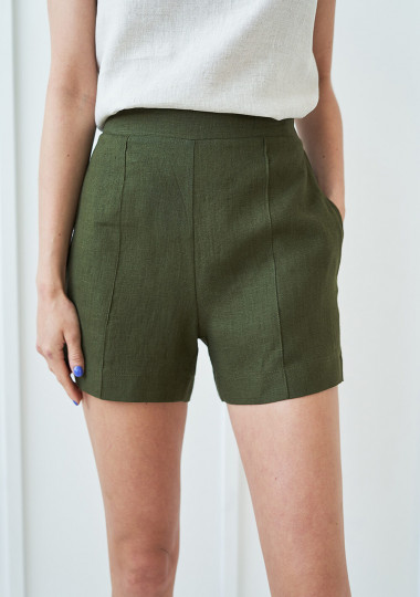 Linen Drawstring Shorts KAIA, Linen Shorts for Woman, Casual Linen Shorts,  High Waist Linen Shorts Available in 27 Colors 