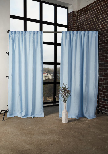 Set of 2 linen rod pocket curtain panels