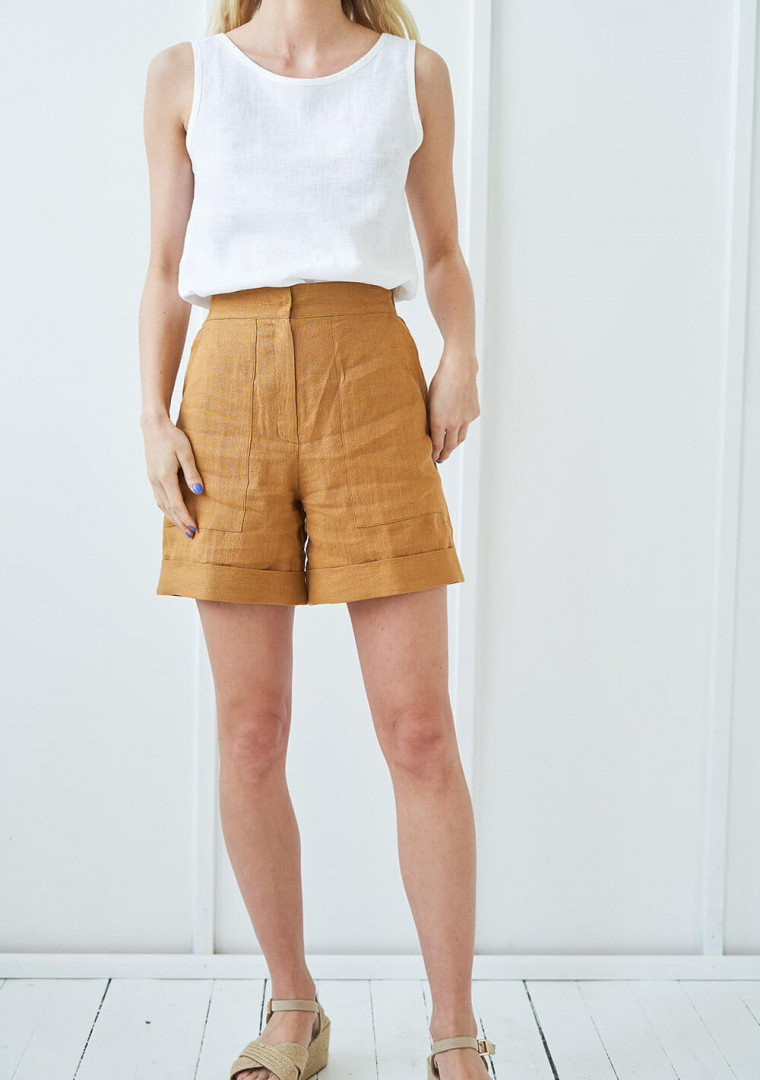 High waist linen shorts Aspen 4