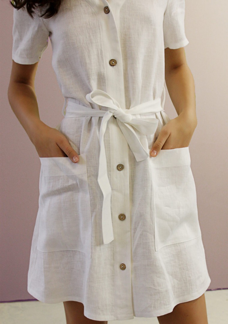 linen dress button front