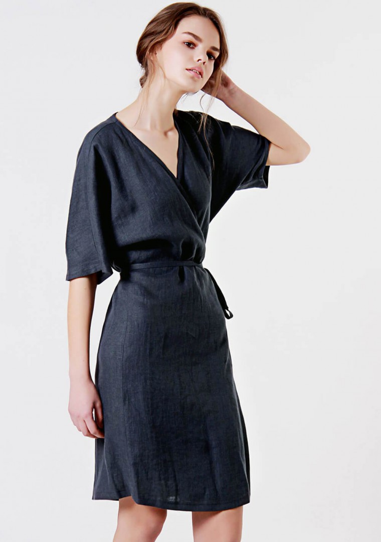 black dress linen