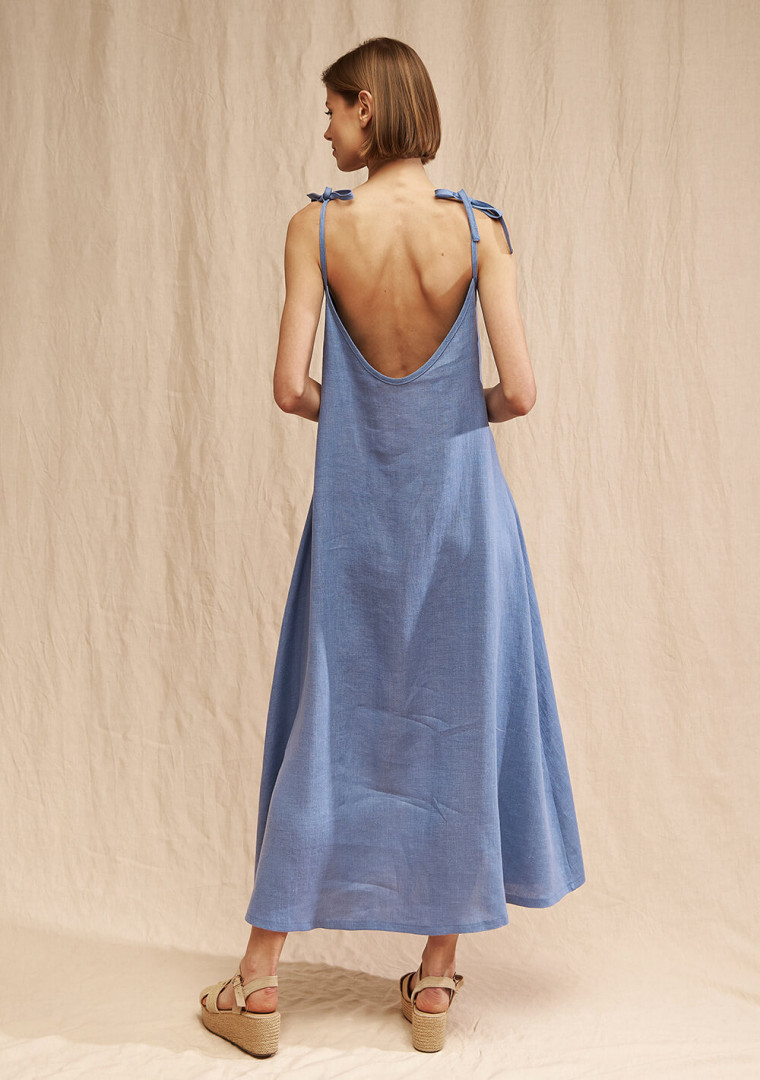 Linen maxi dress with open back Winona 5