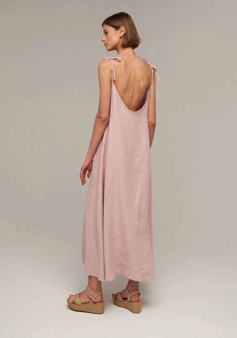 Linen maxi dress with open back Winona 1