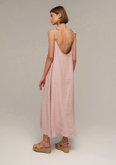 Linen maxi dress with open back Winona