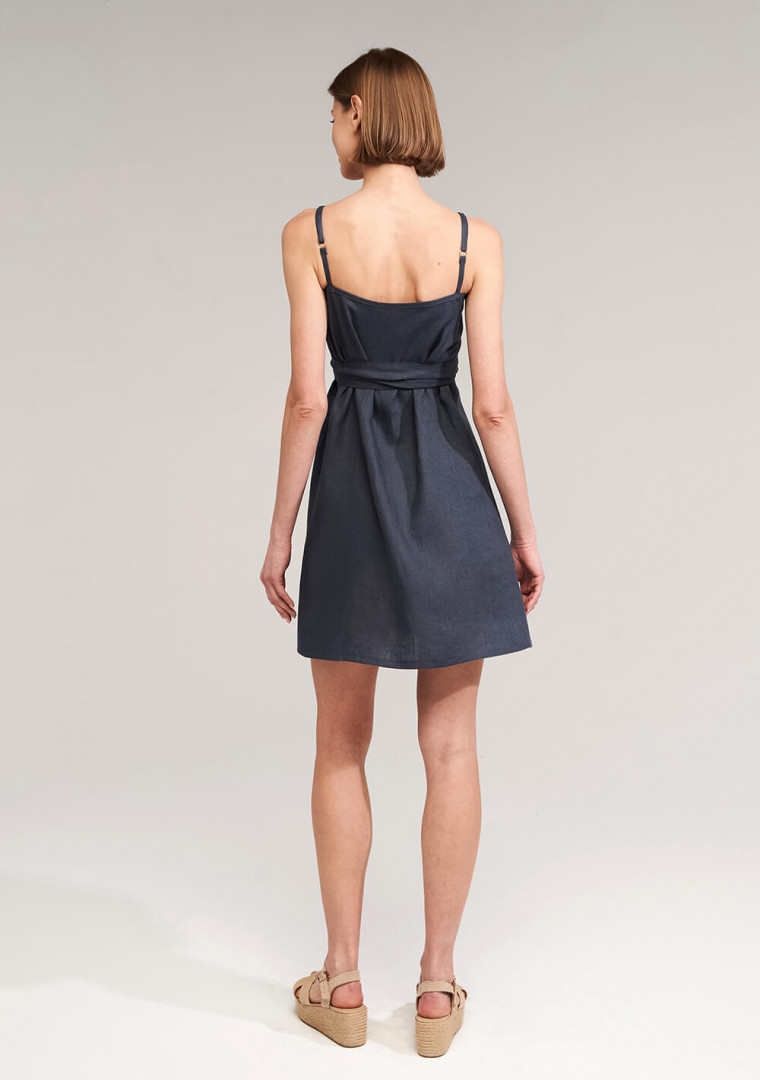 Linen strap dress Arielle in midi length 4