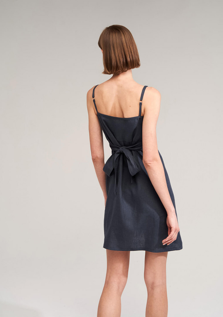 Linen strap dress Arielle in midi length 8