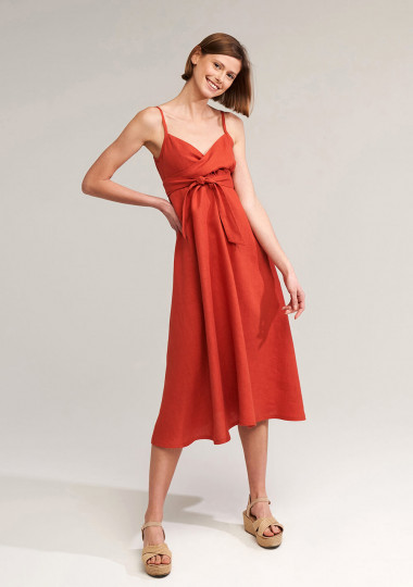 Button front outlet spaghetti strap dress