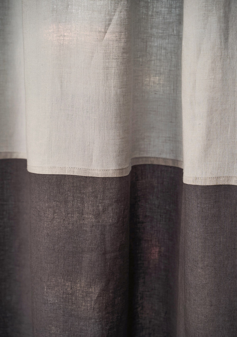 Set of 2 linen color block curtains in gray 5