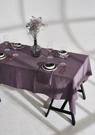 Linen tablecloth in lavender gray