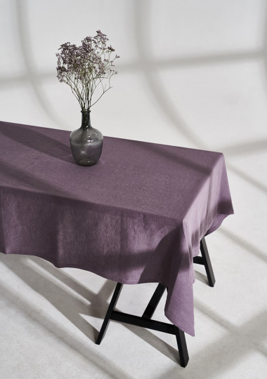 Linen tablecloth in lavender gray
