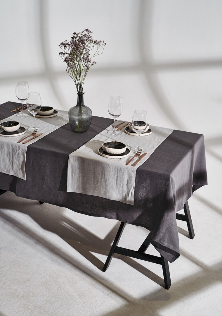Linen tablecloth in dim gray 4