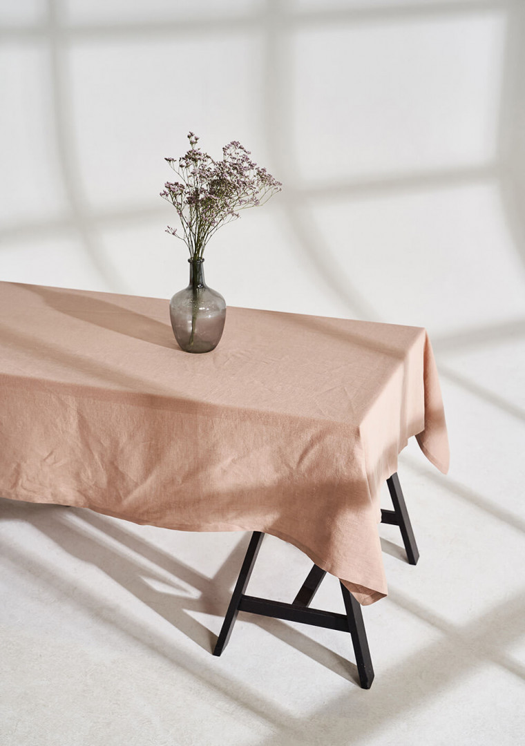 Linen tablecloth in cream tan 1
