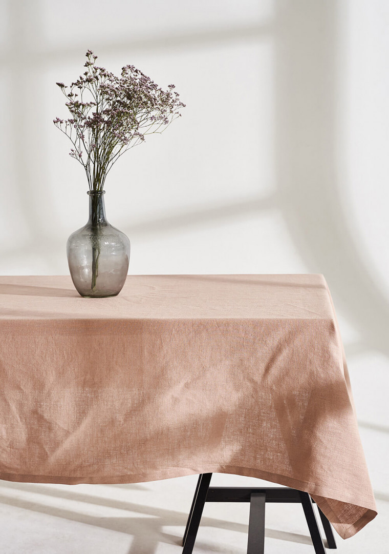 Linen tablecloth in cream tan 2