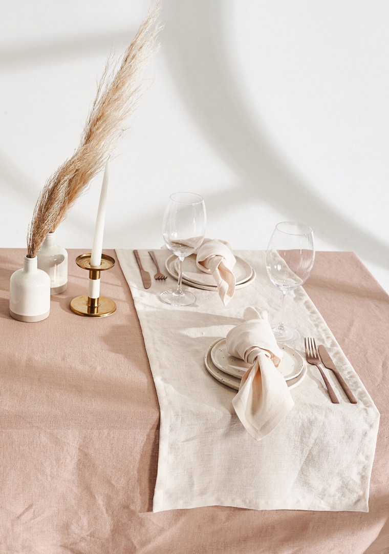 Linen tablecloth in cream tan 5