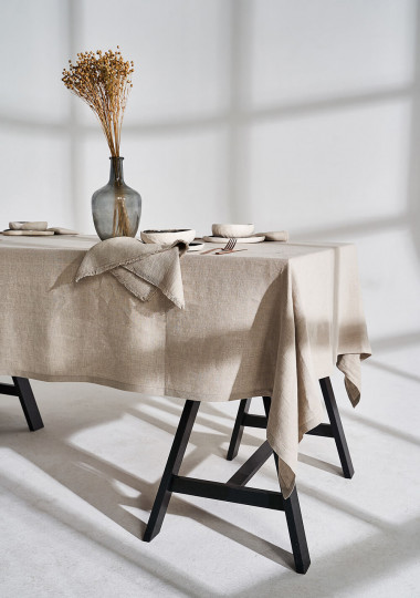 Linen tablecloth in beige