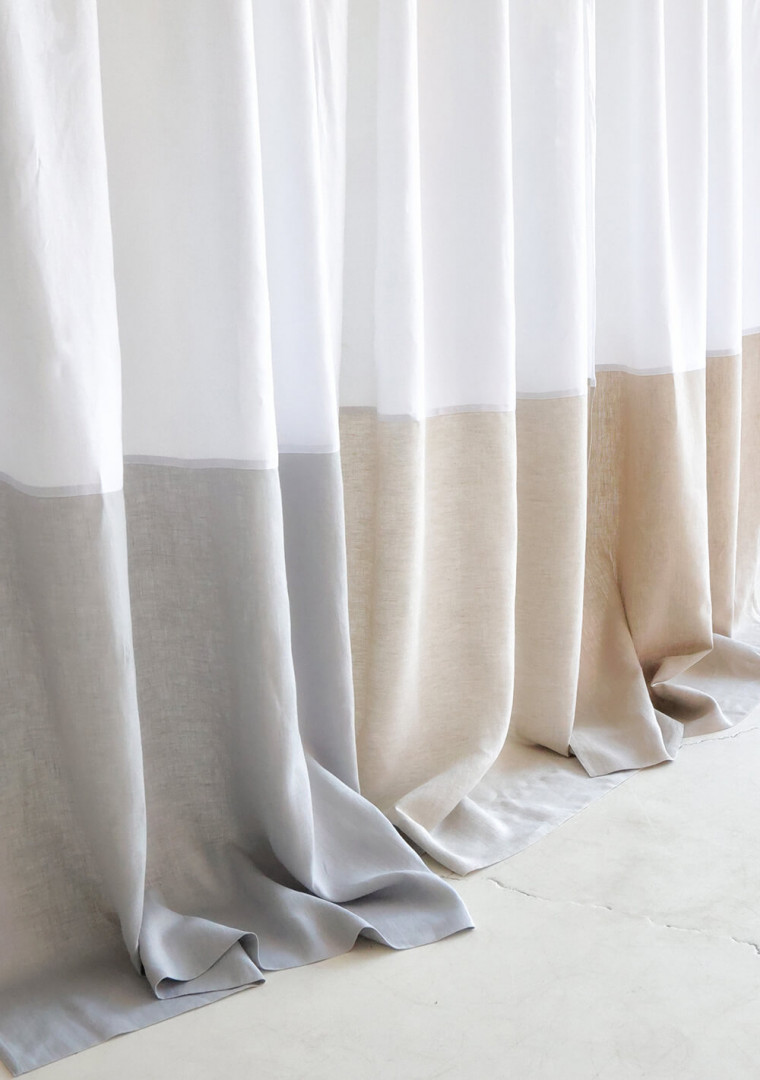 Color block linen curtain 2