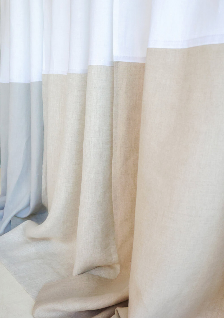 Color block linen curtain 5