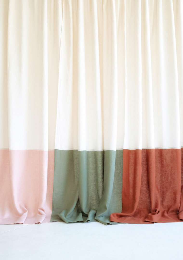 Color block linen curtain 7