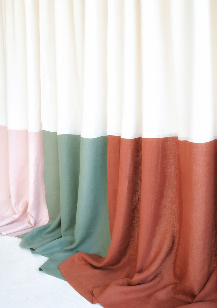 Color block linen curtain 8