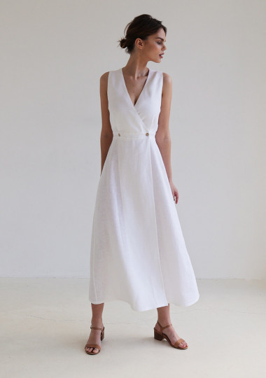 White linen 2025 dress long