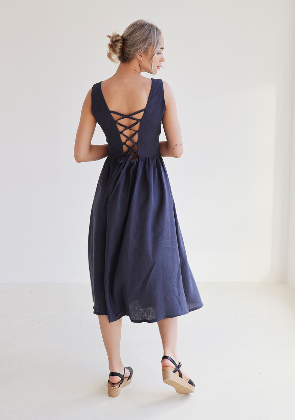 Corset back linen dress Lilly