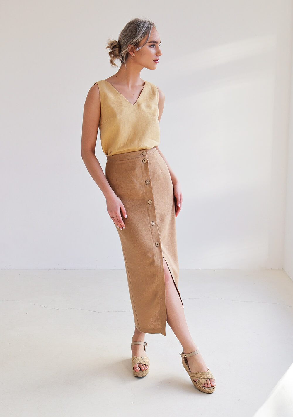 Straight cut linen skirt Cybile